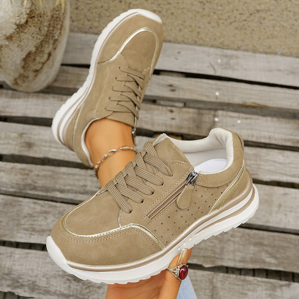 Side-zip Sneakers respirables avec une semelle chunky pour le confort