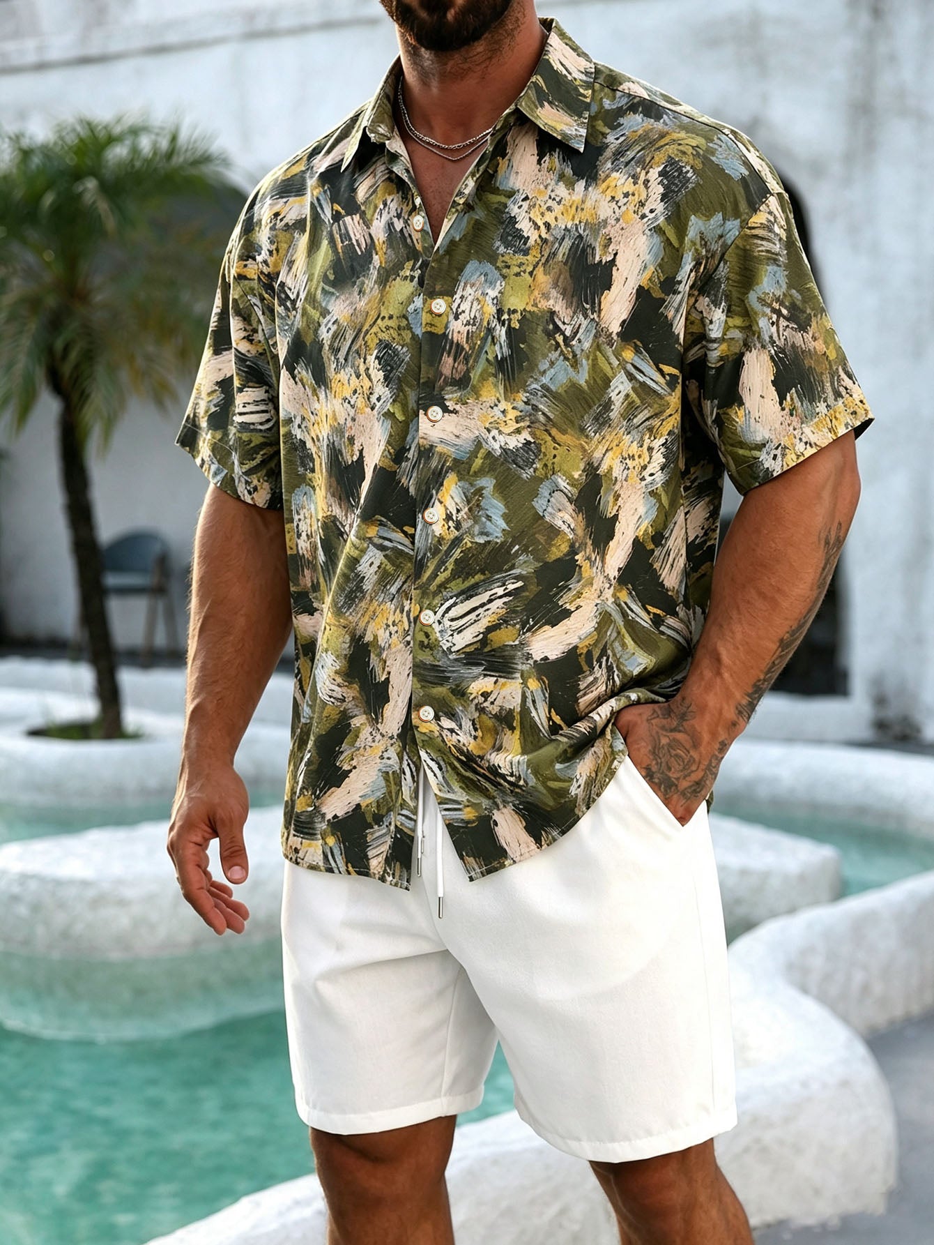 Chemise Hawaïenne Homme imprimé coloré pour les vacances