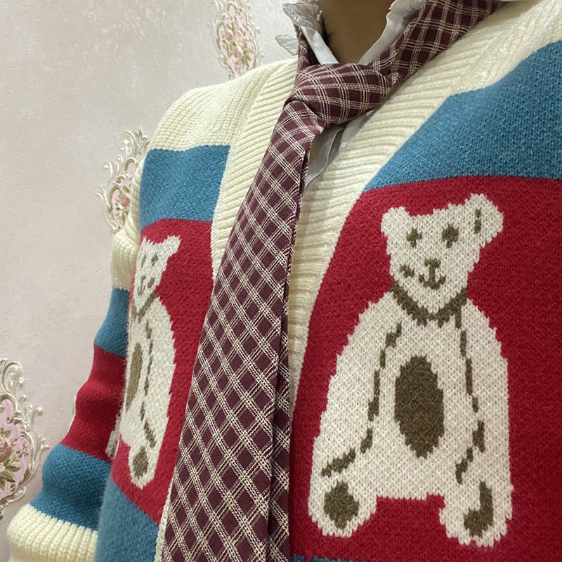 Autumn and Winter Basic for Schools Tie Hand Jk British Style tricoté coton et lin Str
