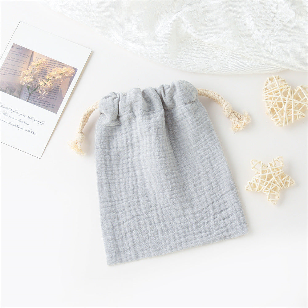 Double couche Drawstring Pocket Cotton Imprimé Crêpe Bib Sac de suspension
