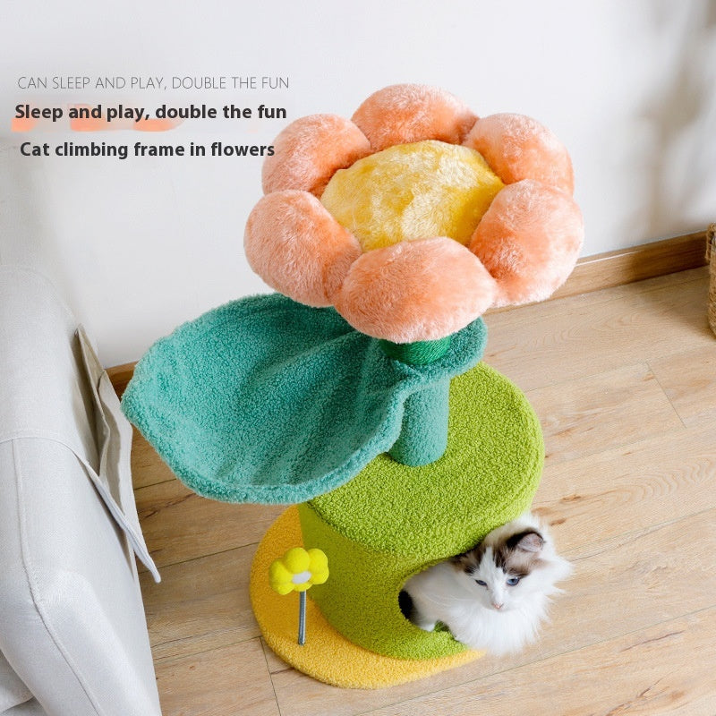 Cadre d'escalade de chat à fleurs sisal