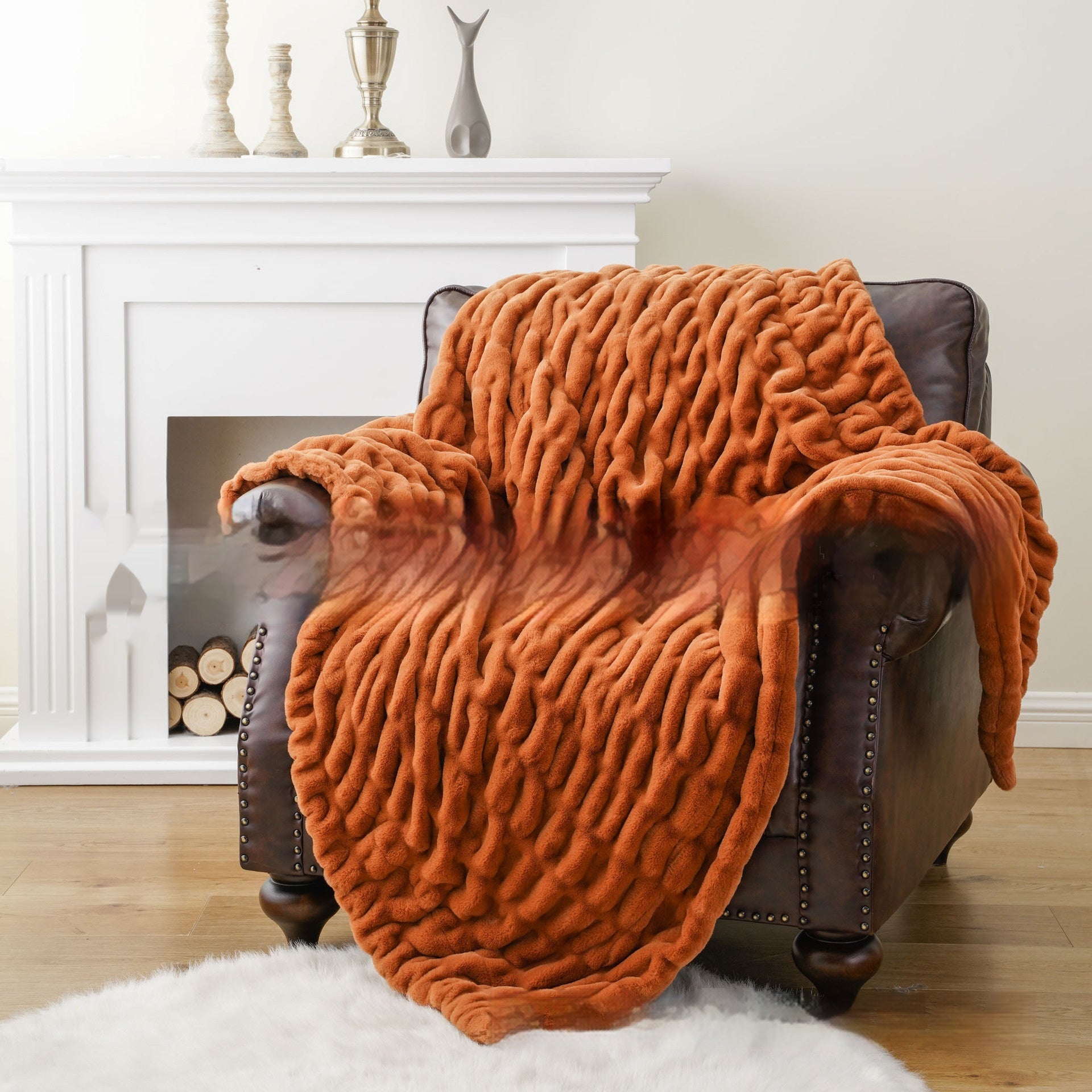 Blanket de fourrure de lapin de faux à double couche