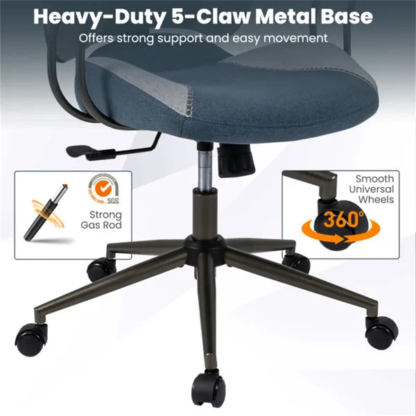 Chaise de bureau de blocage couleur bleu gris avec appuie-tête réglable 2D