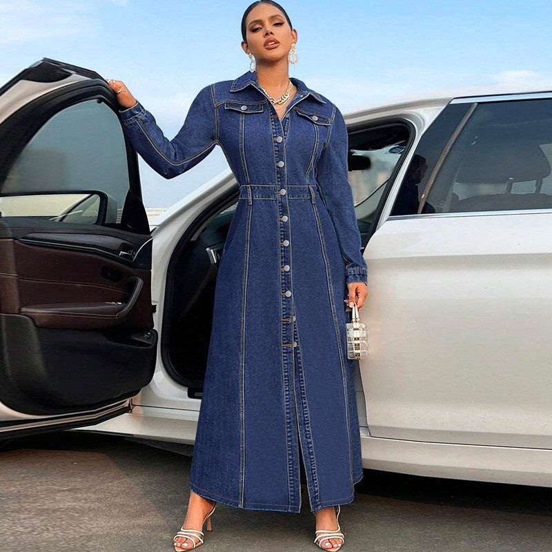 Vêtements pour femmes de style européen et américain plus-taille avec design bouton-down