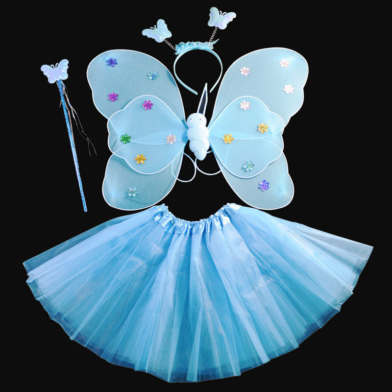Ensemble de performances de jour pour enfants Ailes à paillettes double couche 4 pièces