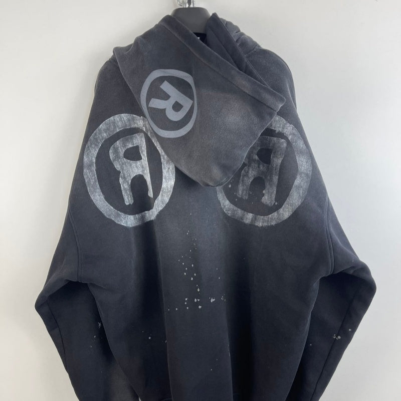 Sweat-shirt à encre à capuchon à effet lavé détruite