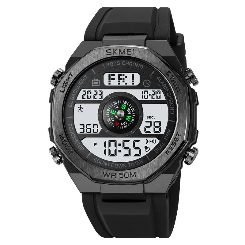 Electronic Compass Watch Student Outdoor Sports Trendy Luminous Alarm