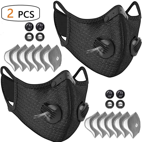 2 Pack demi-couverture visage réutilisable Masque W Filtre Cyclisme Outdoor Sport Masque visage Noir Logiste