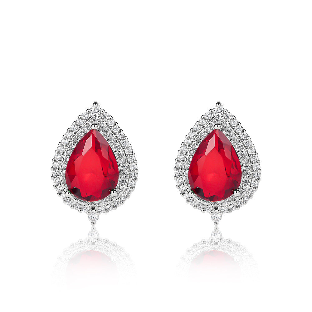 Couleur fashionable Gemme Complete-Diamond Waterdrop Zircon Collier