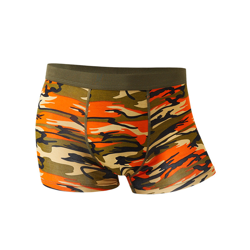 Sous-vêtements pour hommes Camouflage Boxers respirants modaux Boxers imprimés de taille moyenne