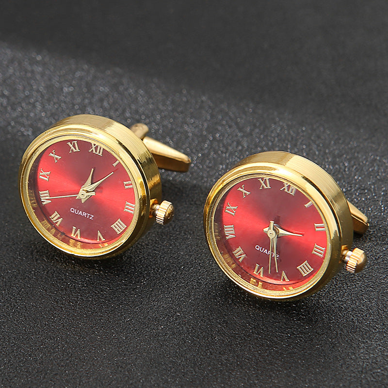 Légère horloge de luxe homme Cufflinks Mode Français Rotatable Cuff doré