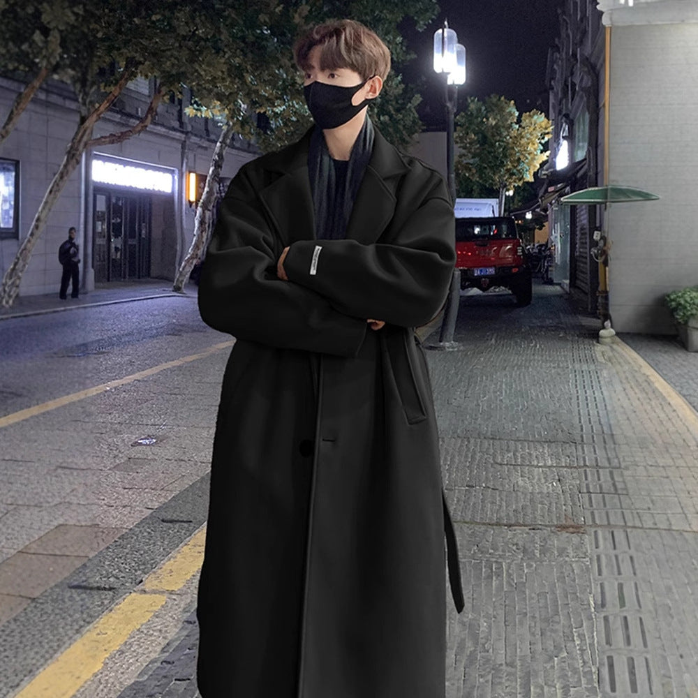Manteau de laine mi-long style britannique d'hiver pour hommes