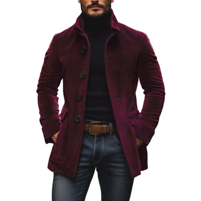 Veste pour homme Hiver Stand Collar Button-up Coat Casual Blazer Vêtements de dessus