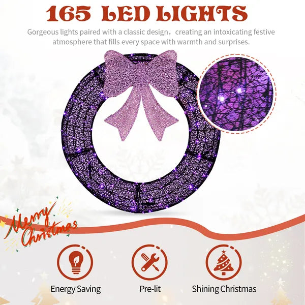 36in Pre-lit Outdoor Christmas Wreath Decoration