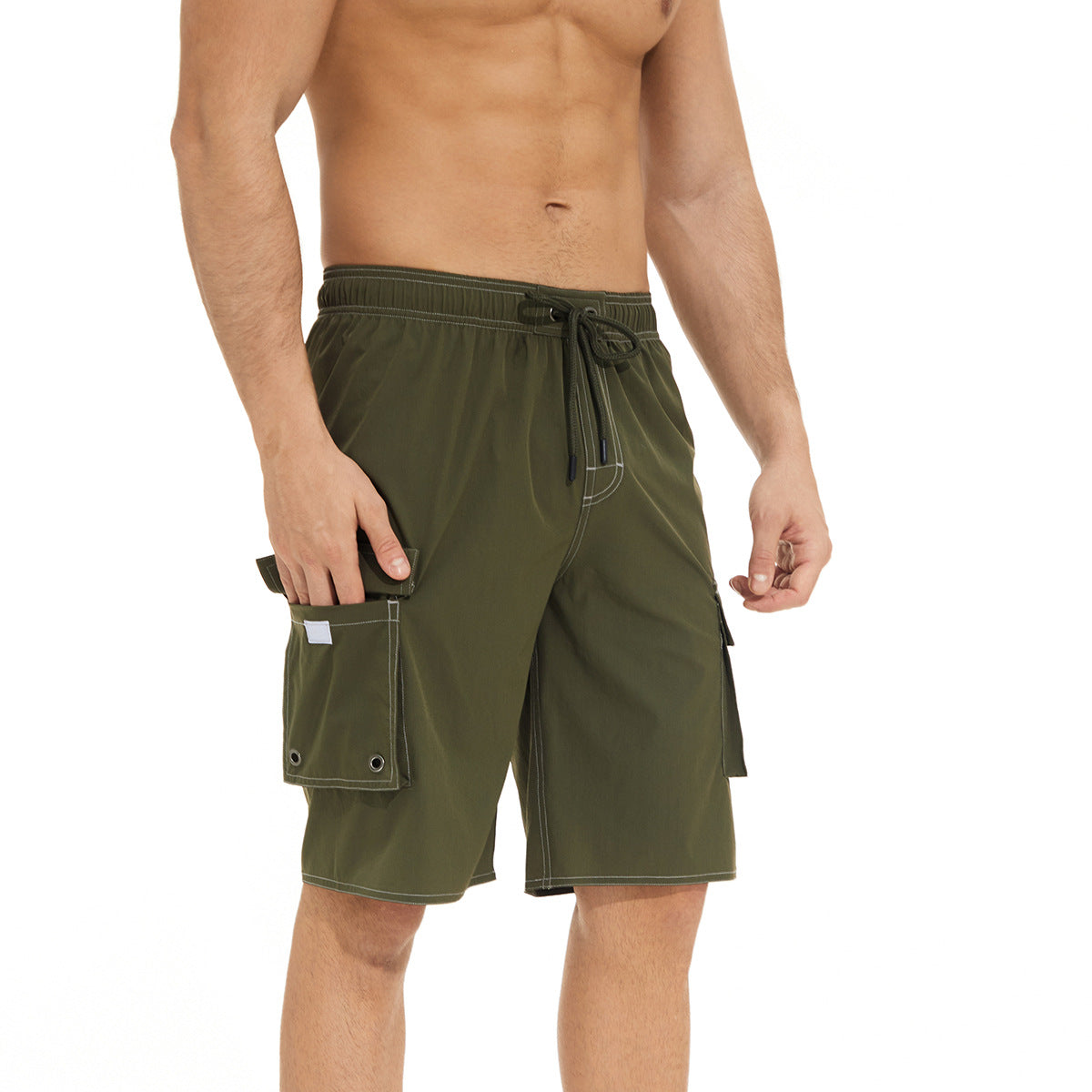Été homme Jogger Solid Couleur Knee Beach Pantalon Casual Short confortable Short extérieur