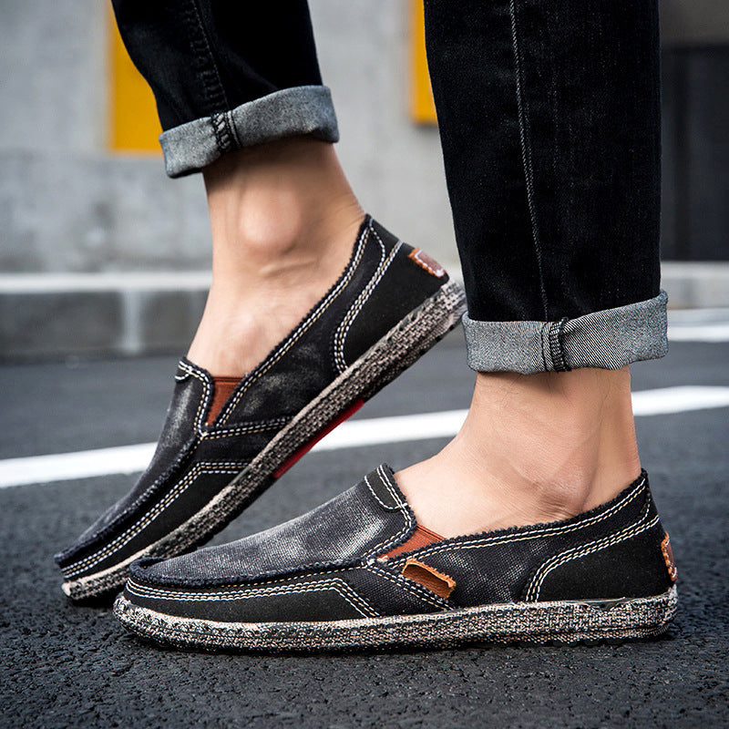 Hommes Casual Toile Loafer Chaussures Lavable à la mode Denim