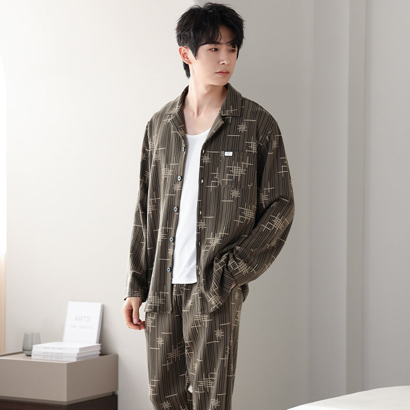 Ensemble de costumes à manches longues en coton pur minimaliste pour hommes