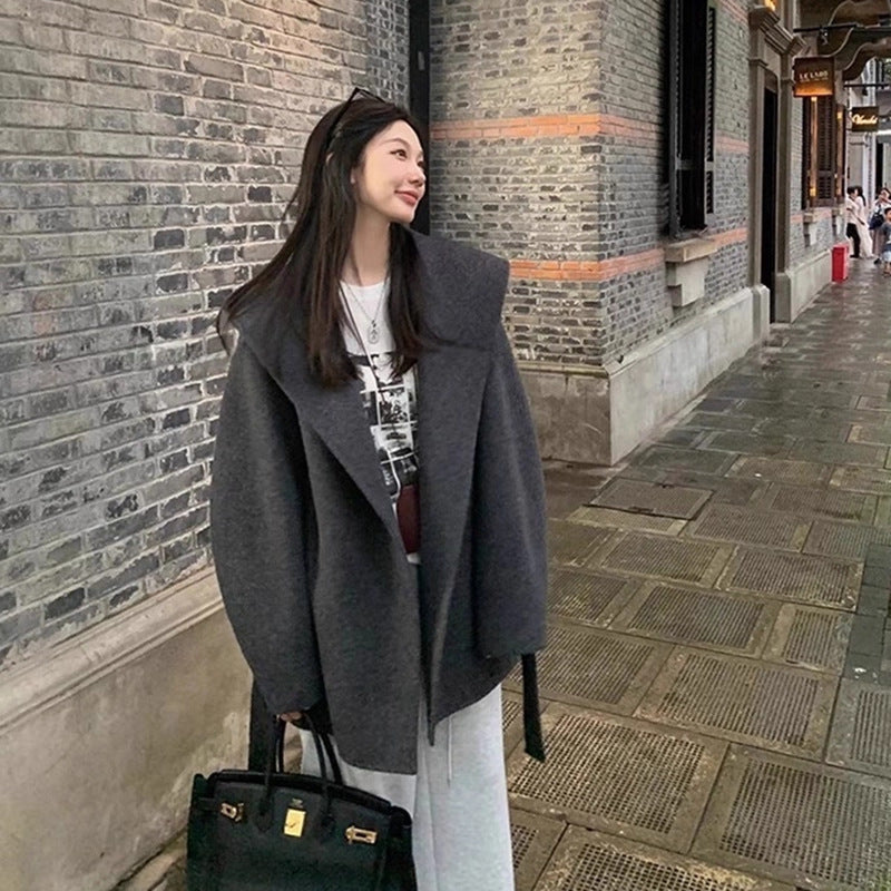 Femme Laine sophistiquée Coat double face