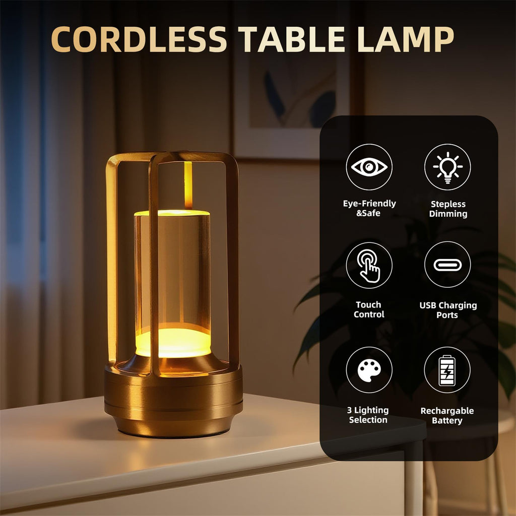 Lampe de table à commande tactile portable 2pcs avec batterie de 5000mAh