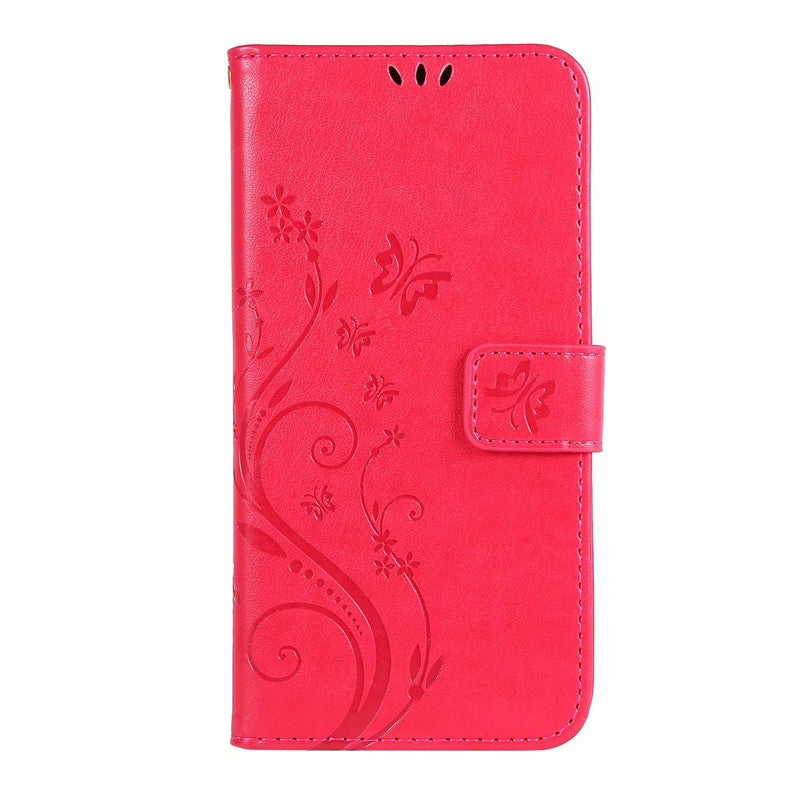 Étui de protection en cuir embossé papillon Étui de téléphone de couverture