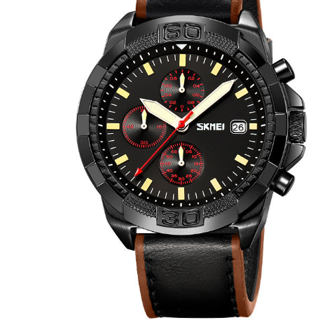 Ceinture Trois Yeux et Six Aiguilles Timing Quartz Wrist British Watch
