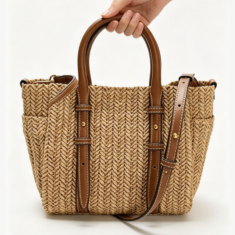 Sac croisé portatif à épaule en paille