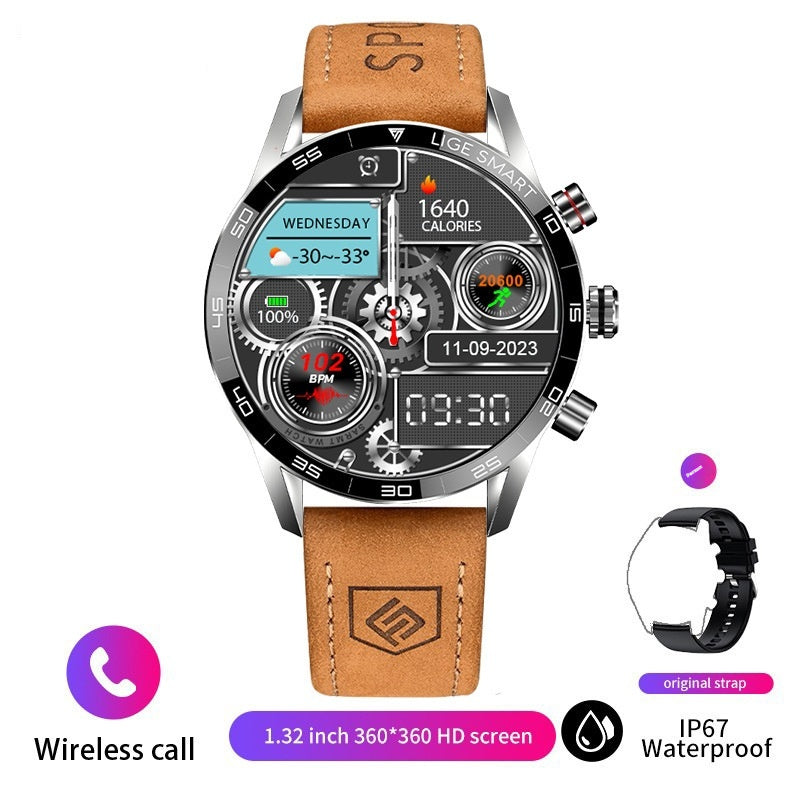 Smartwatch Bluetooth multifonctions pour les hommes avec pression artérielle et surveillance de la fréquence cardiaque