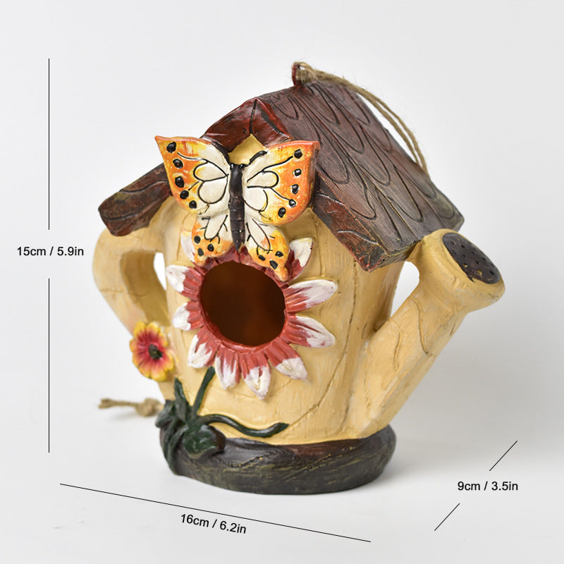 Rustic Birdhouse Jardin extérieur Décoration Oiseaux nid Sculpture Cour ornement