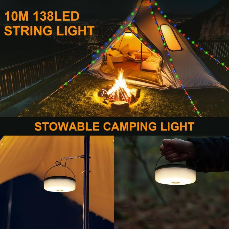 2-en-1 10M Fée rechargeable et lampe de camping