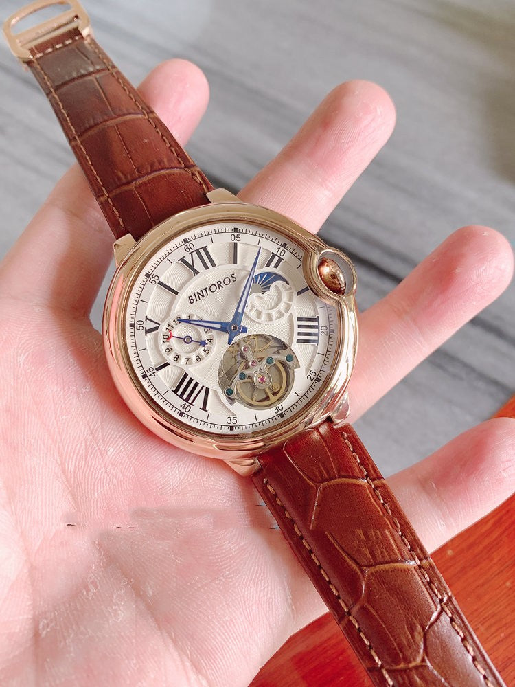 Montre mécanique de tourbillon lumineux multifonctionnel grand cadran pour hommes