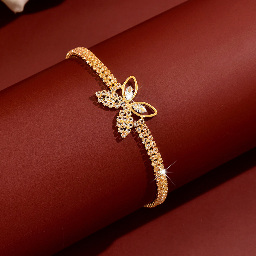 Sweet Seaside Resort Style Strass Butterfly Anklet Pour les femmes
