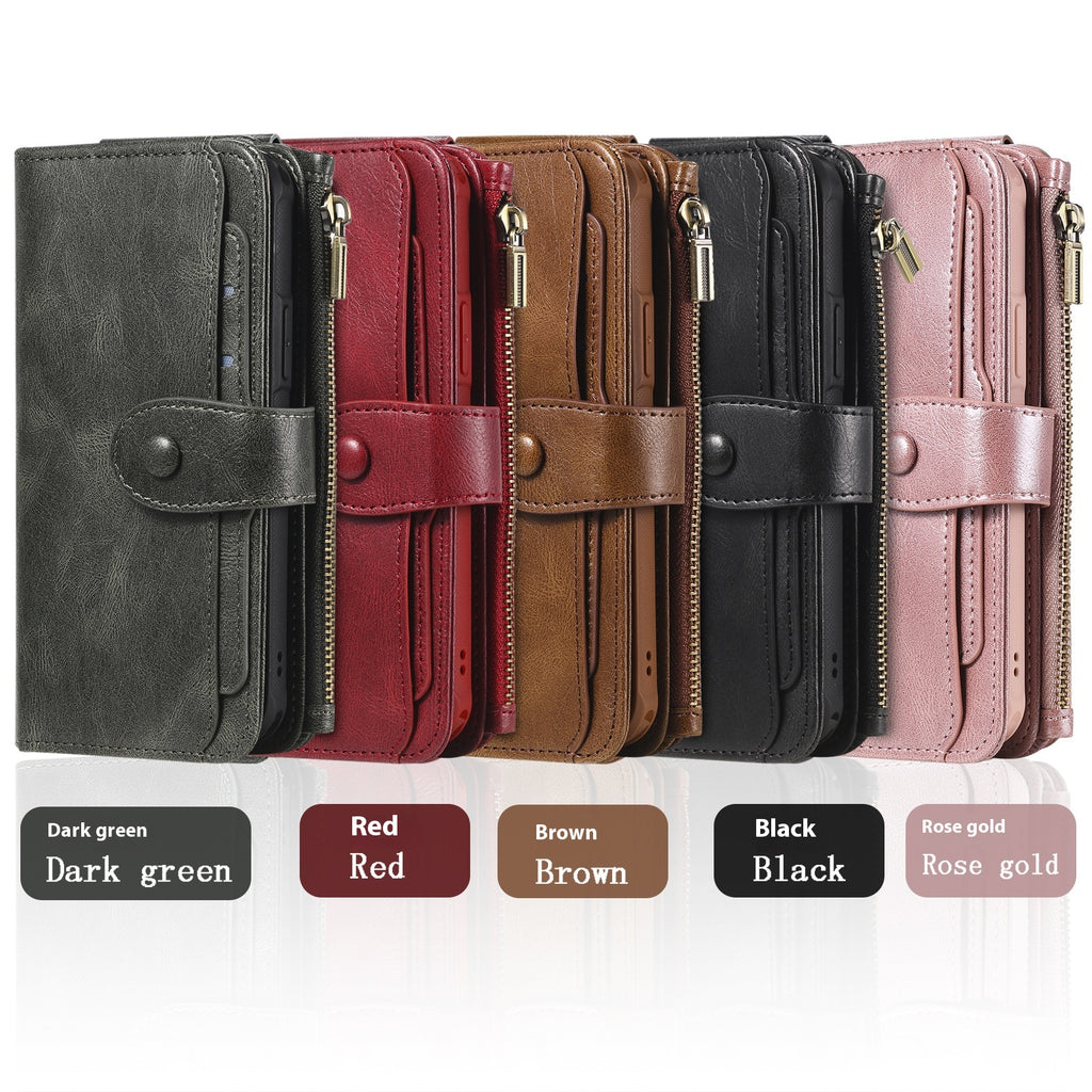 Applicable à 16 Mobile Phone Leather Case Retro Multi-fonction Card Wallet Split magnétique