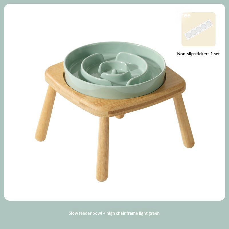 Ceramic Dog Bowl Pet Dog Slow-Feeding Anti-Choking Fooder Tip-Proof Bowl