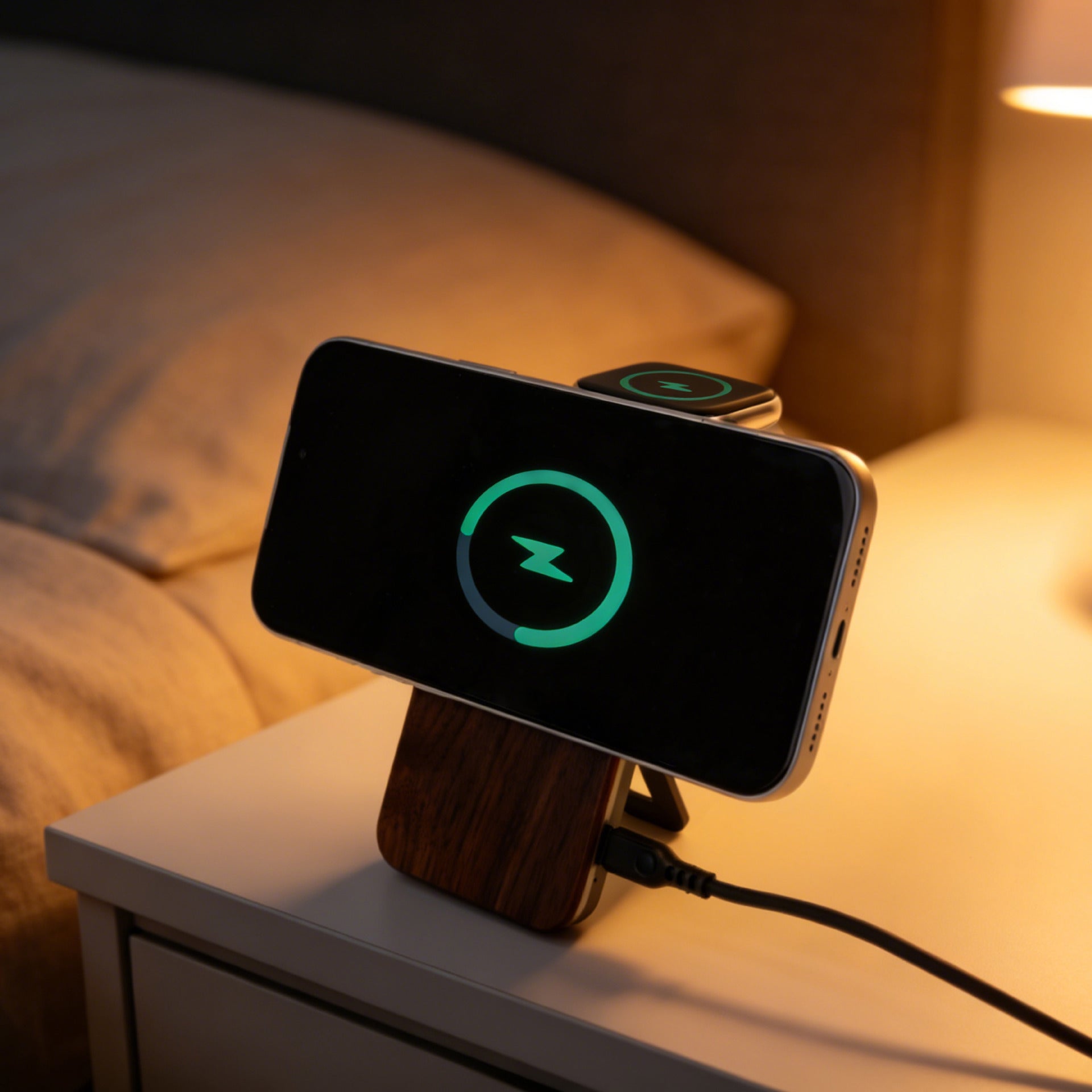 Chargeur magnétique de bureau pliable en alliage d'aluminium pour téléphones et Smartw