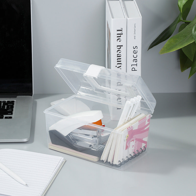 Maison Boîte de stockage transparente Bureau plastique Organisateur