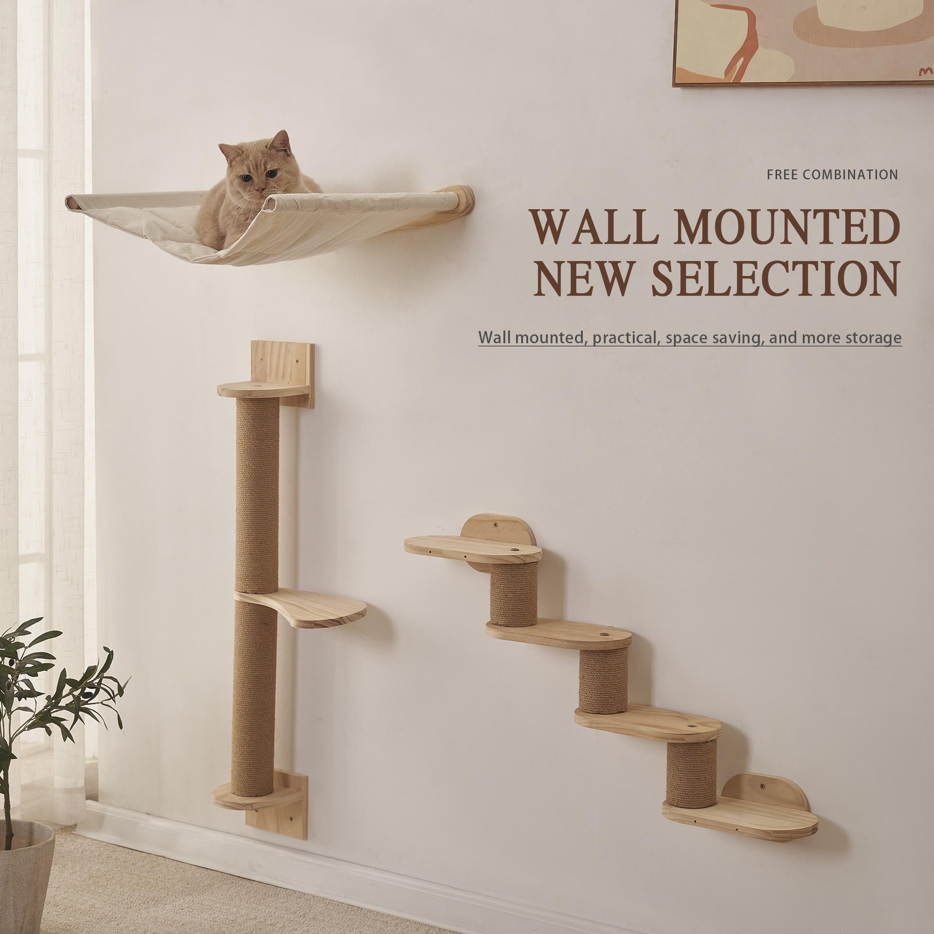 Étagère murale en bois Perchoir mural Loisirs Cat Escalade Cadre Pet Supplies