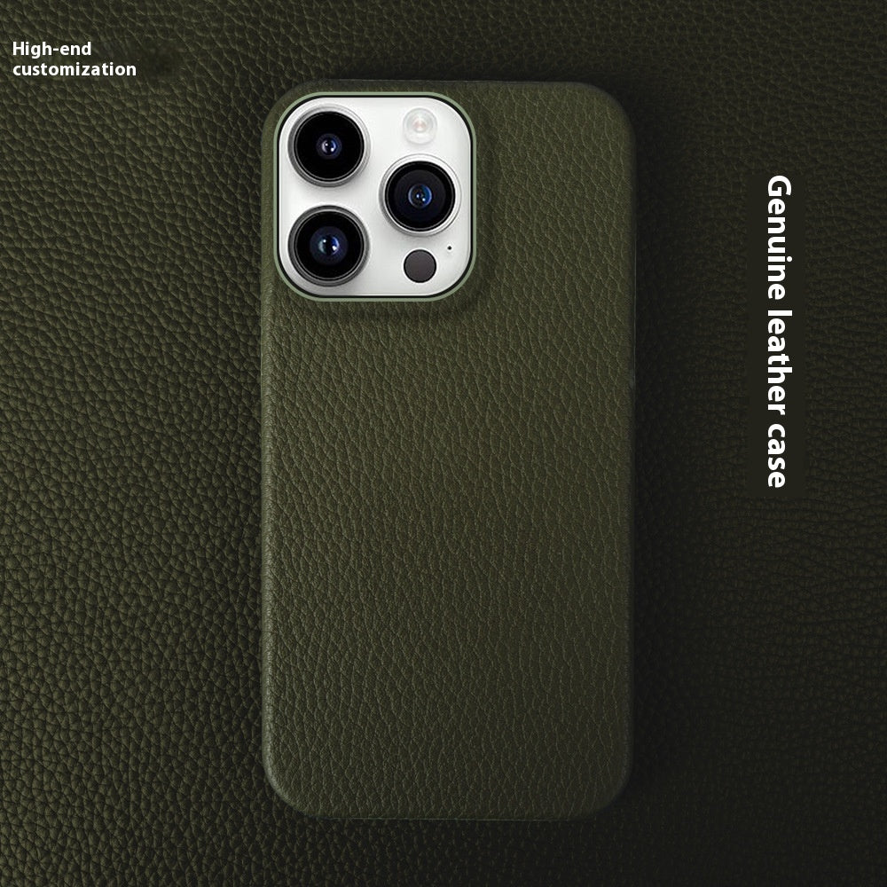 Simple Solid couleur cuir demi-paquet de téléphone Case