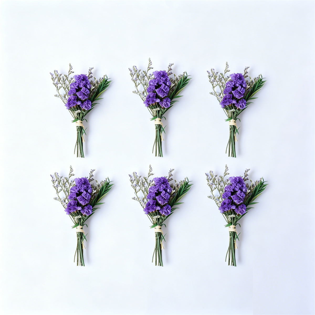 Ensemble de 6 mini Bouquets de fleurs séchées pourpre avec Forget-Me-Pas pour décoration et party Su