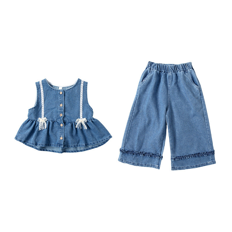 Pantalons de printemps à trois pièces pour filles Veste et large-lég