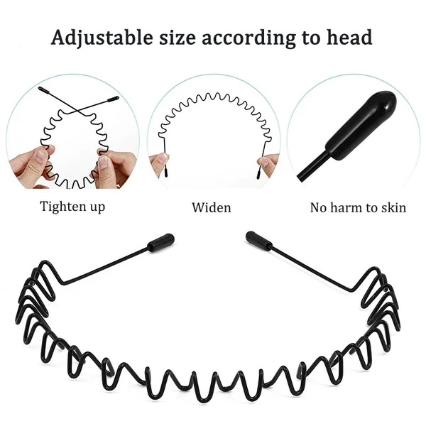 6Pcs Metal Hair Headband Wave Style Hoop Band Comb Sports Hairband Hommes Femmes US