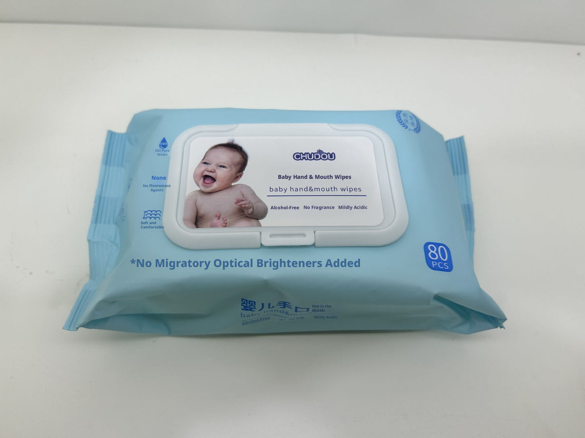 Lingettes humides-étiquette enfant pour bébé- tissu bleu-non-tissés plein polyester-80 draw-1 pack