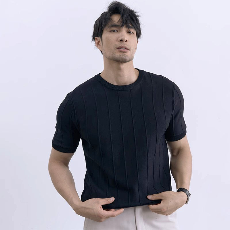 T-shirt tricoté à manches courtes pour hommes