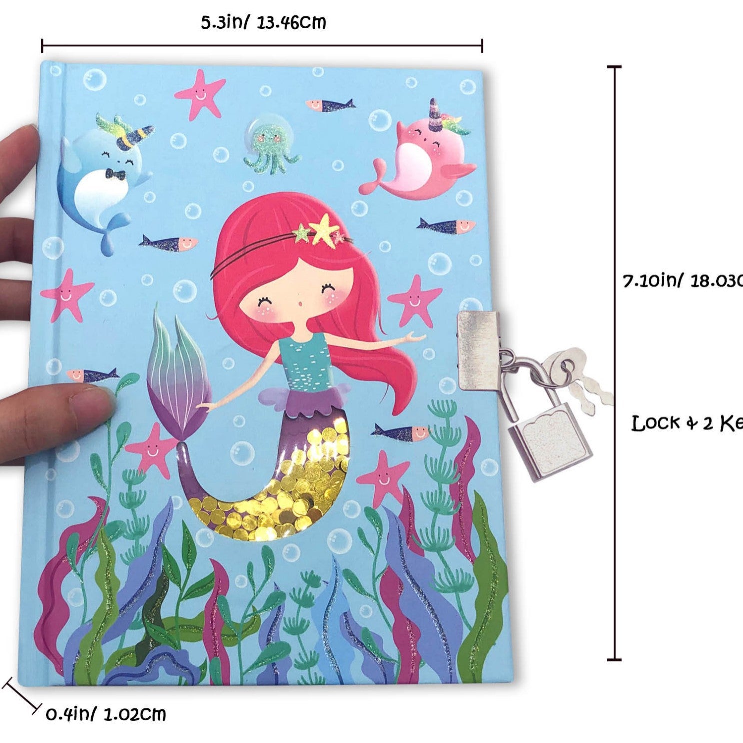 Carnet de notes imprimé de sirène créative pour enfants avec serrure