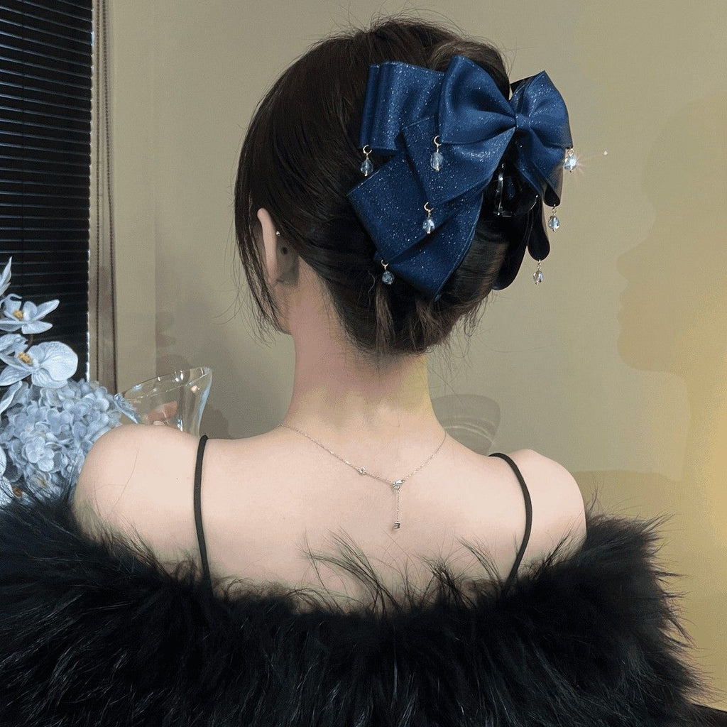 Clips de cheveux à papillon multicouches avec une tige pétillante