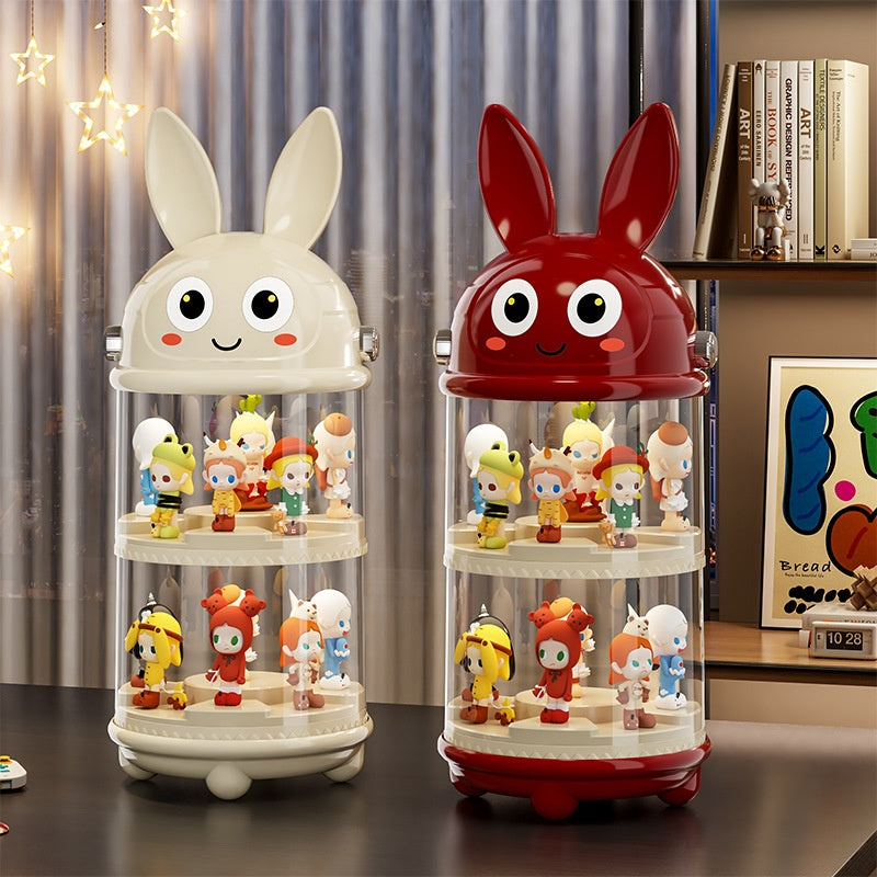 Dustproof Transparent Display Rack with Double-Layer Lid Storage Box