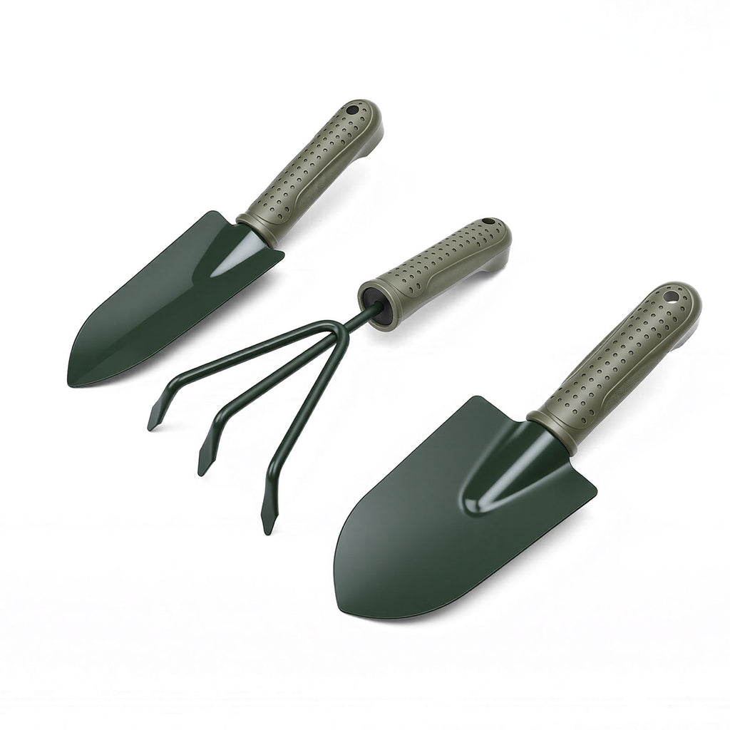 Ensemble d'outils de jardin poignée ergonomique large et étroit shovel 3 Râteau avec sac de rangement pour