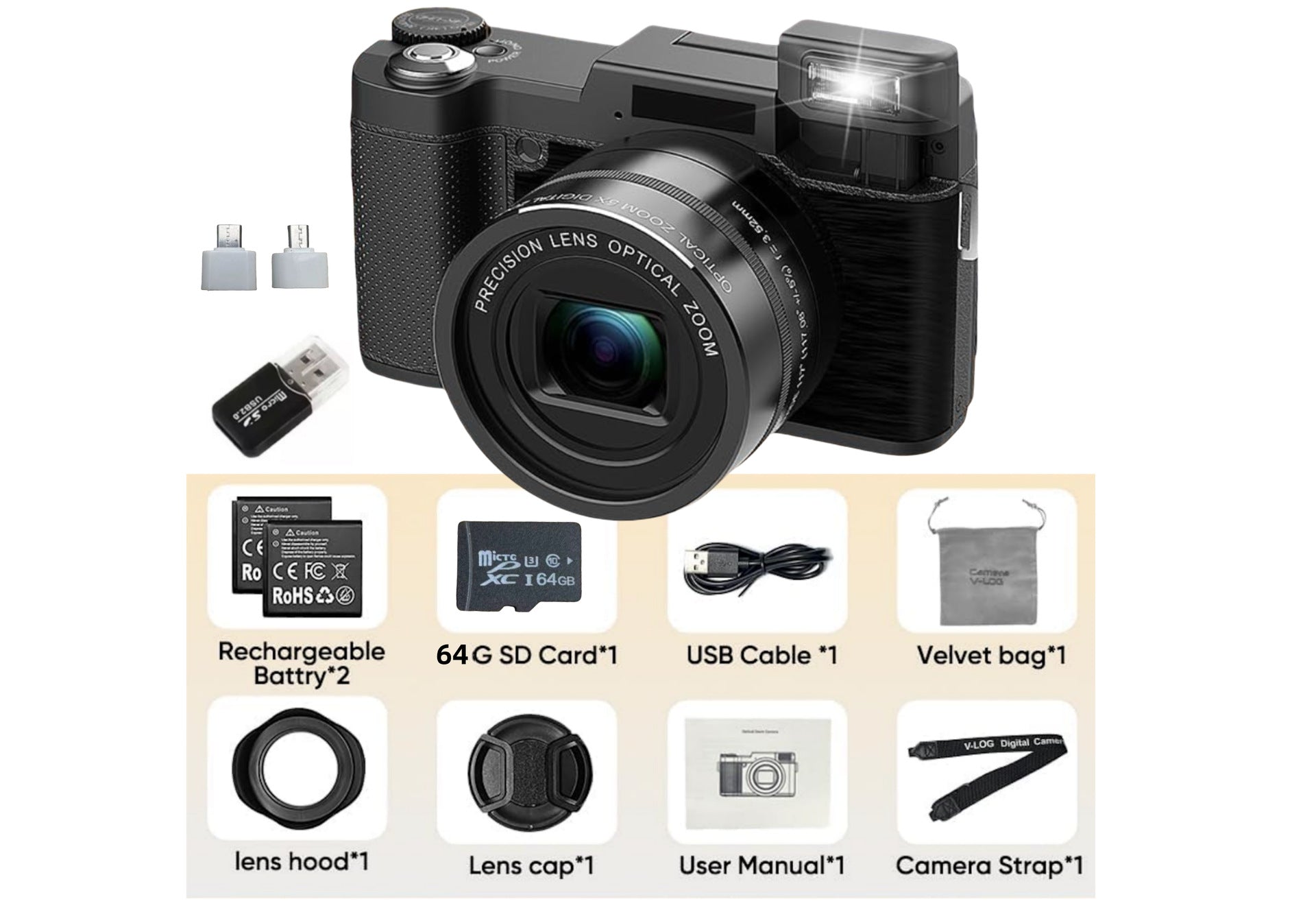 Version d'un appareil photo numérique haute définition avec zoom optique 5x
