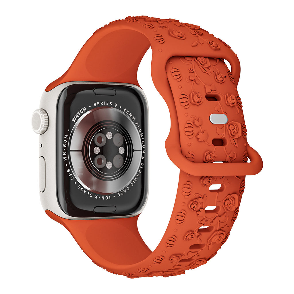 Bracelet de montre en silicone rose embossé