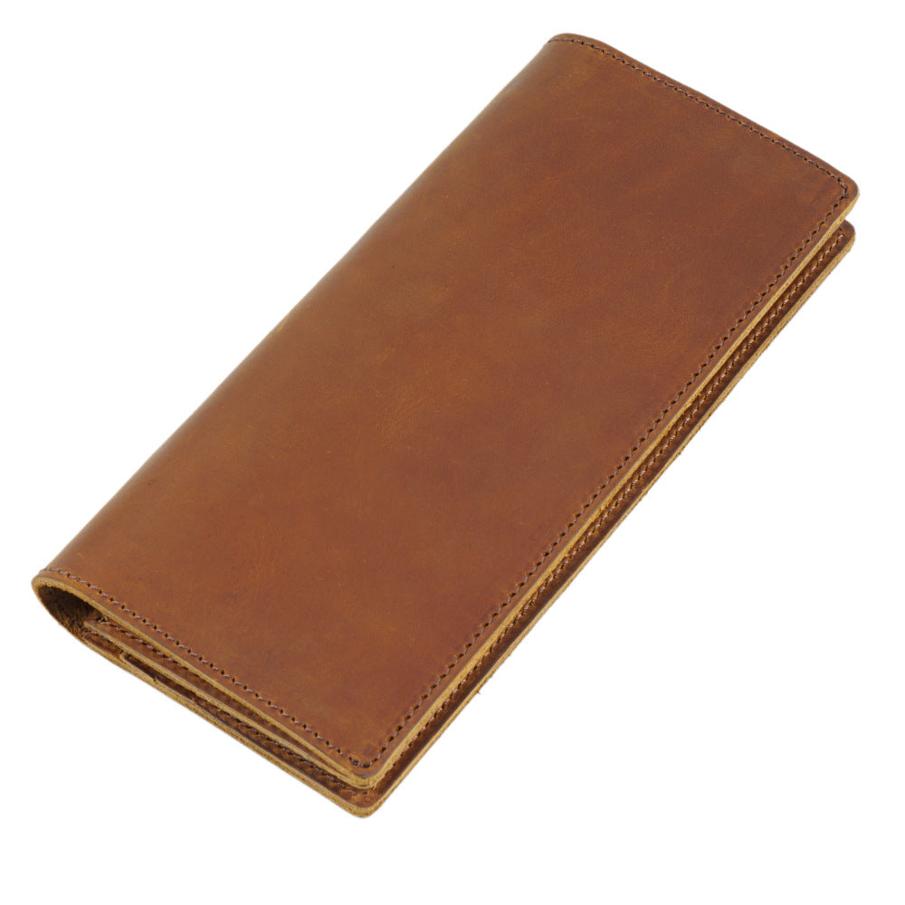 Retro Crazy Horse Leather Long Wallet Hommes Véritable Leather Business