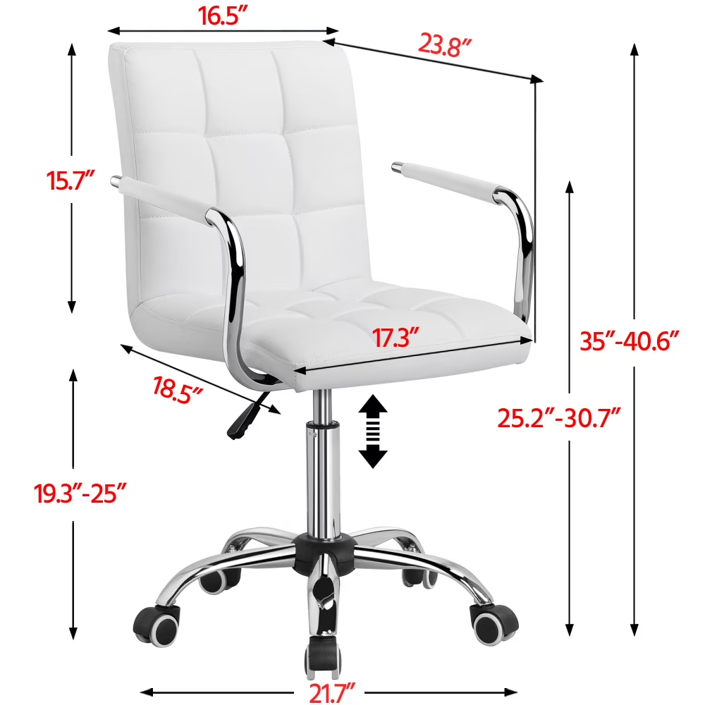 Chaise de bureau rotative avec roulettes et PU cuir